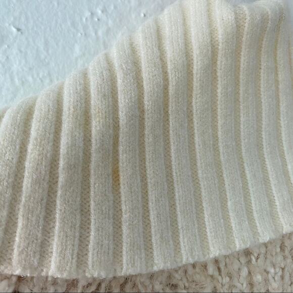 Anthropologie Furry Knit Zip Cardigan Sweater Jacket Ivory Small - Picture 7 of 8